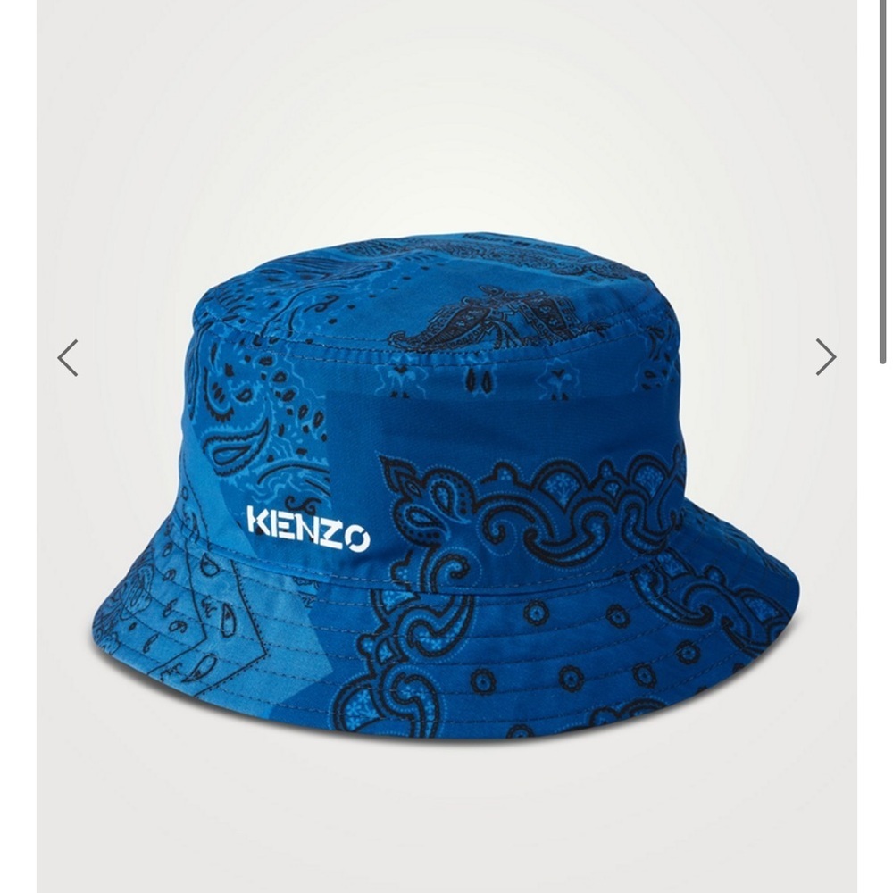 KENZO Reversible Bucket Hat In Bandana Print Blue Designer Sz M Unisex NEW